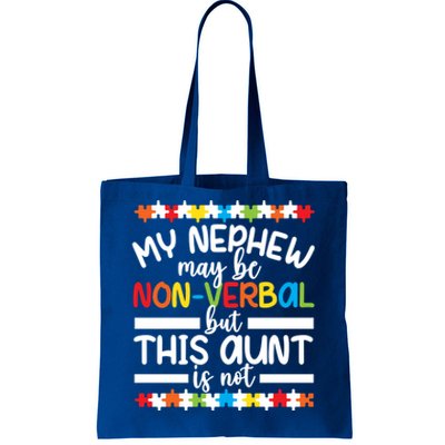 My Nephew Proud Autism Aunt Autism Warrior Aunt Gift Tote Bag