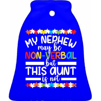 My Nephew Proud Autism Aunt Autism Warrior Aunt Gift Ceramic Bell Ornament