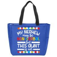 My Nephew Proud Autism Aunt Autism Warrior Aunt Gift Zip Tote Bag