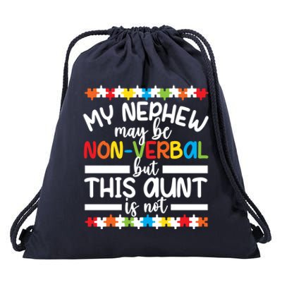 My Nephew Proud Autism Aunt Autism Warrior Aunt Gift Drawstring Bag