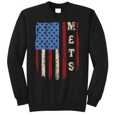 Mets Name Retro Vintage First Name Mets Lover Usa Flag Sweatshirt