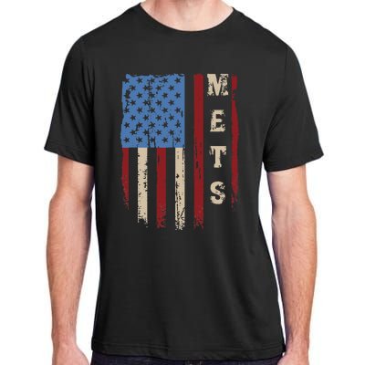 Mets Name Retro Vintage First Name Mets Lover Usa Flag Adult ChromaSoft Performance T-Shirt