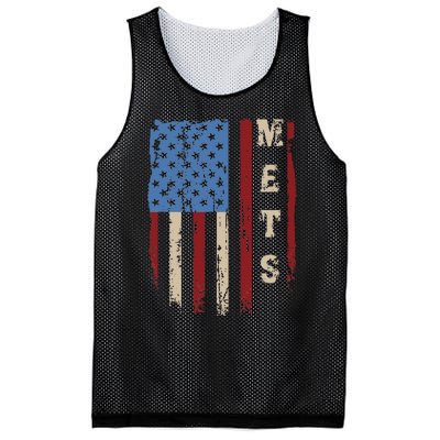 Mets Name Retro Vintage First Name Mets Lover Usa Flag Mesh Reversible Basketball Jersey Tank