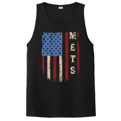 Mets Name Retro Vintage First Name Mets Lover Usa Flag PosiCharge Competitor Tank