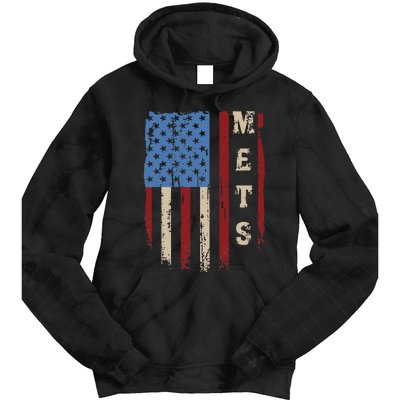 Mets Name Retro Vintage First Name Mets Lover Usa Flag Tie Dye Hoodie