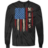 Mets Name Retro Vintage First Name Mets Lover Usa Flag Tie-Dye Long Sleeve Shirt