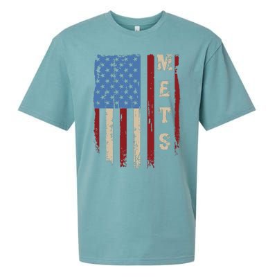 Mets Name Retro Vintage First Name Mets Lover Usa Flag Sueded Cloud Jersey T-Shirt