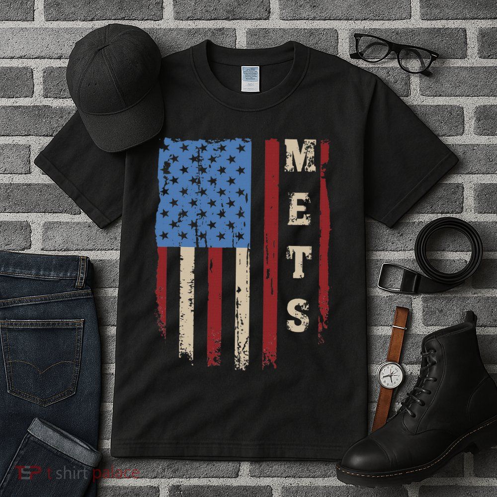 Mets Name Retro Vintage First Name Mets Lover Usa Flag Tall T-Shirt