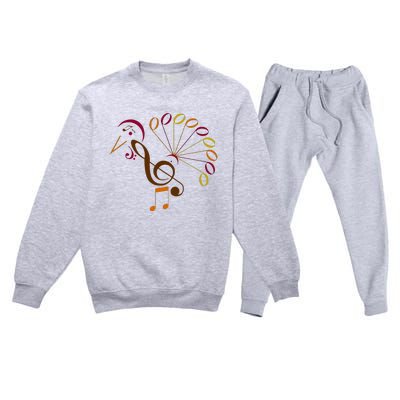 Music Note Symbol Turkey Music Teacher Thanksgiving Musician Premium Crewneck Sweatsuit Set