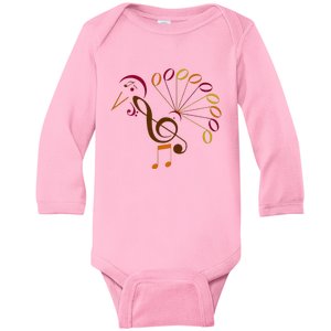 Music Note Symbol Turkey Music Teacher Thanksgiving Musician Baby Long Sleeve Bodysuit