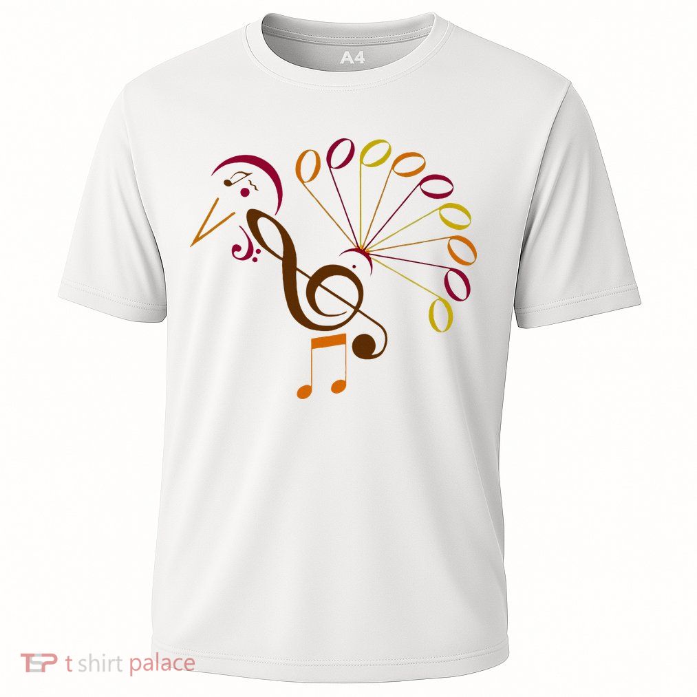 Music Note Symbol Turkey Music Teacher Thanksgiving Musician Cooling Performance Crew T-Shirt