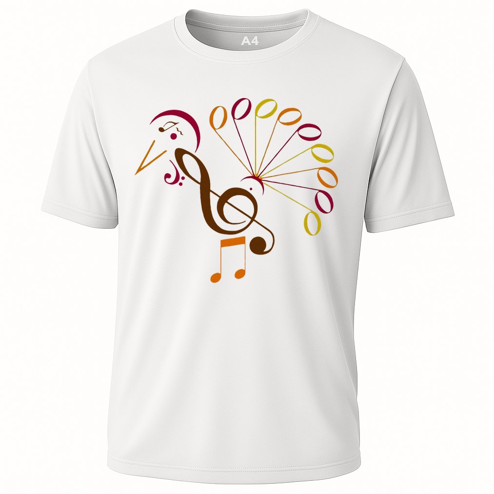 Music Note Symbol Turkey Music Teacher Thanksgiving Musician Cooling Performance Crew T-Shirt