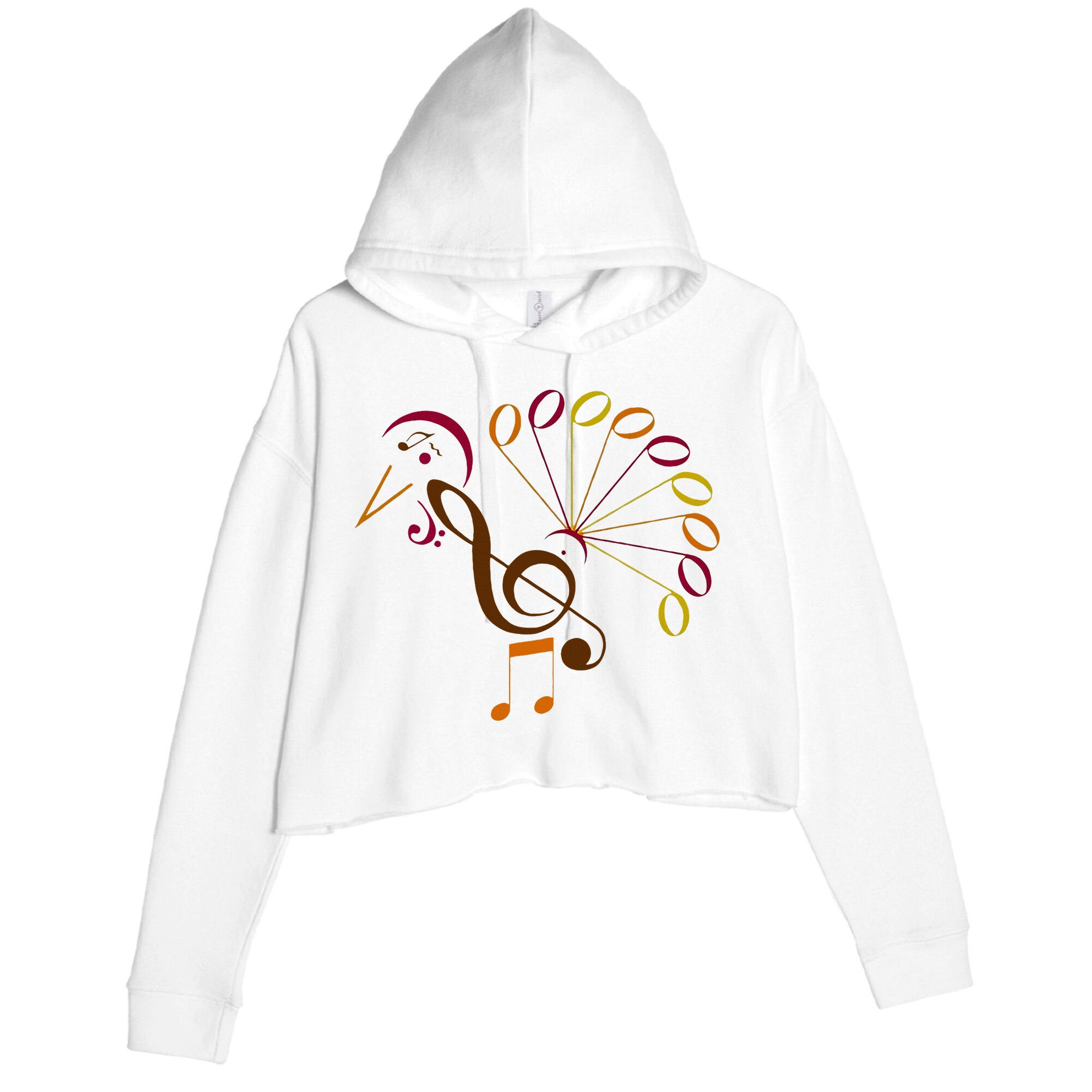 Music Note Symbol Turkey Music Teacher Thanksgiving Musician Crop Fleece Hoodie