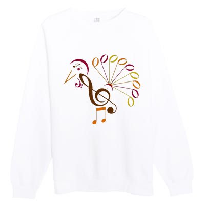 Music Note Symbol Turkey Music Teacher Thanksgiving Musician Premium Crewneck Sweatshirt