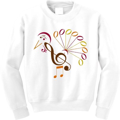 Music Note Symbol Turkey Music Teacher Thanksgiving Musician Kids Sweatshirt