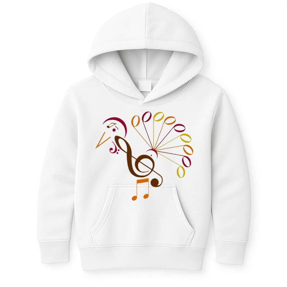 Music Note Symbol Turkey Music Teacher Thanksgiving Musician Kids Hoodie