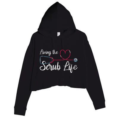 Medical Nursing Scrub Life Nursery Stethoscope Heart Nurse Crop Fleece Hoodie