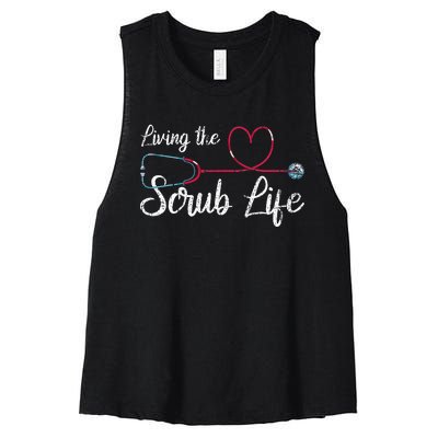 Medical Nursing Scrub Life Nursery Stethoscope Heart Nurse Women's Racerback Cropped Tank