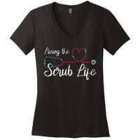 Medical Nursing Scrub Life Nursery Stethoscope Heart Nurse Women's V-Neck T-Shirt