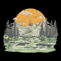 Mountain Nature Sunset Vintage Backpack