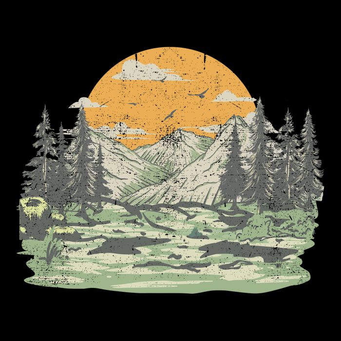 Mountain Nature Sunset Vintage Backpack