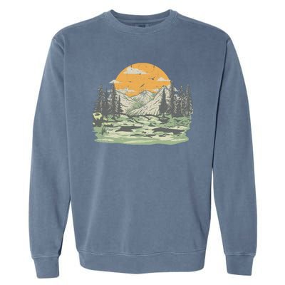 Mountain Nature Sunset Vintage Garment-Dyed Sweatshirt