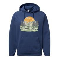 Mountain Nature Sunset Vintage Performance Fleece Hoodie