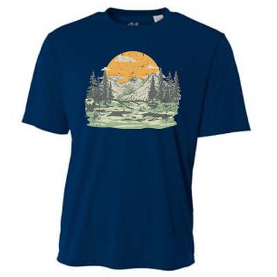 Mountain Nature Sunset Vintage Cooling Performance Crew T-Shirt