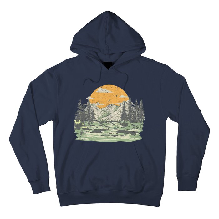 Mountain Nature Sunset Vintage Hoodie