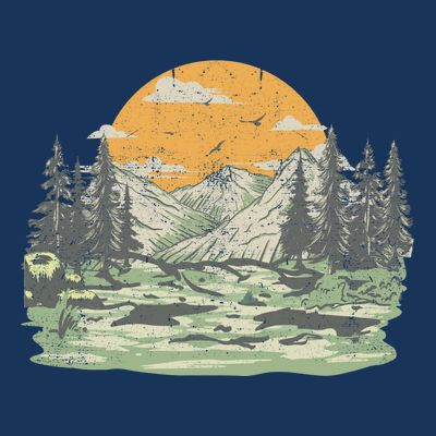 Mountain Nature Sunset Vintage T-Shirt