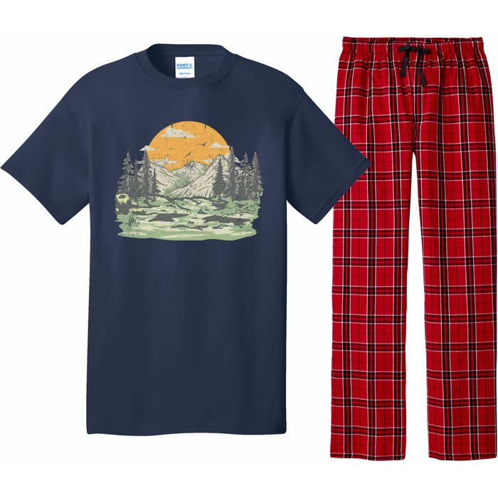 Mountain Nature Sunset Vintage Pajama Set