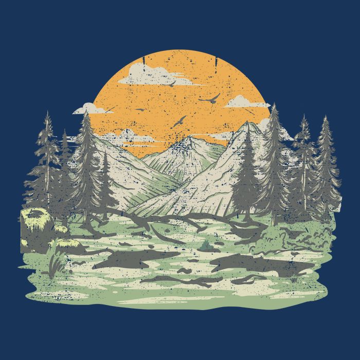 Mountain Nature Sunset Vintage Flatbill Hat