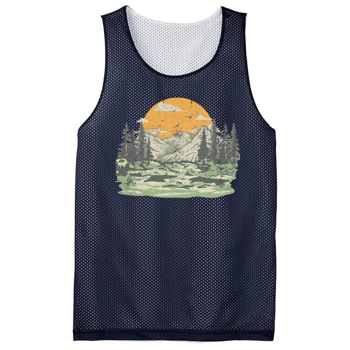 Mountain Nature Sunset Vintage Mesh Reversible Basketball Jersey Tank