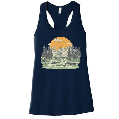 Mountain Nature Sunset Vintage Women's Racerback Tank