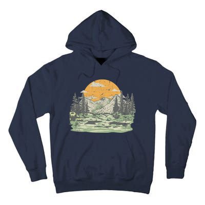 Mountain Nature Sunset Vintage Tall Hoodie