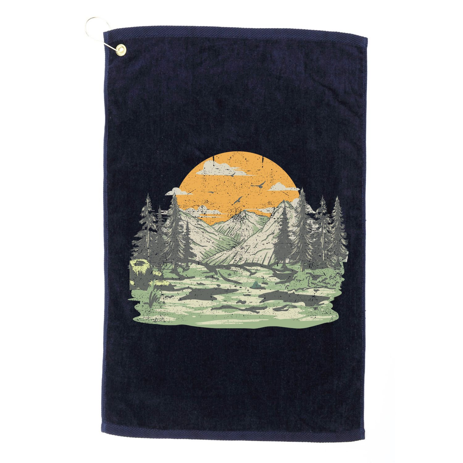 Mountain Nature Sunset Vintage Golf Towel