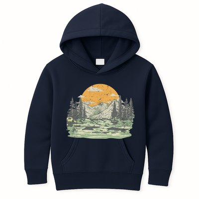 Mountain Nature Sunset Vintage Kids Hoodie
