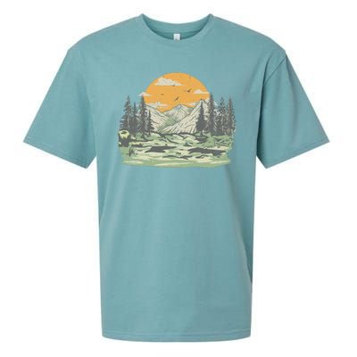 Mountain Nature Sunset Vintage Sueded Cloud Jersey T-Shirt