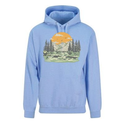 Mountain Nature Sunset Vintage Unisex Surf Hoodie