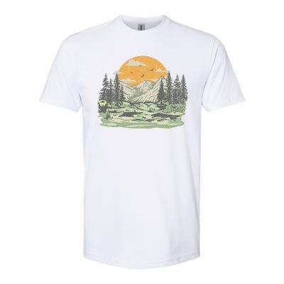 Mountain Nature Sunset Vintage Softstyle CVC T-Shirt