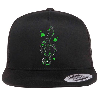 Music Note Shamrock Irish Music Teacher St Patricks Day Flat Bill Trucker Hat