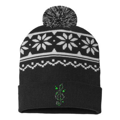 Music Note Shamrock Irish Music Teacher St Patricks Day USA-Made Snowflake Beanie