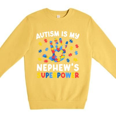 My NephewS Superpower Proud Autism Tia Autism Awareness Gift Premium Crewneck Sweatshirt