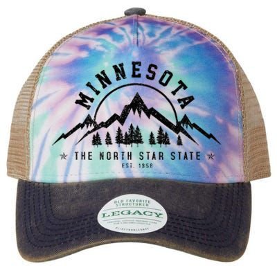 Minnesota North Star State Est. 1858 Vintage Mountains Gift Legacy Tie Dye Trucker Hat