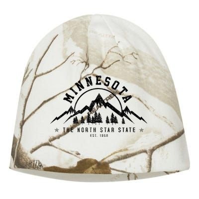 Minnesota North Star State Est. 1858 Vintage Mountains Gift Kati - Camo Knit Beanie