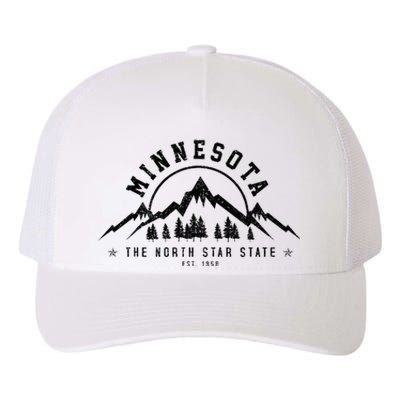 Minnesota North Star State Est. 1858 Vintage Mountains Gift Yupoong Adult 5-Panel Trucker Hat