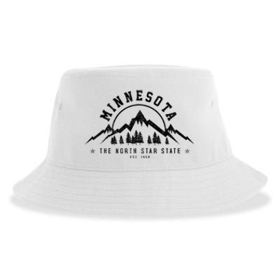 Minnesota North Star State Est. 1858 Vintage Mountains Gift Sustainable Bucket Hat