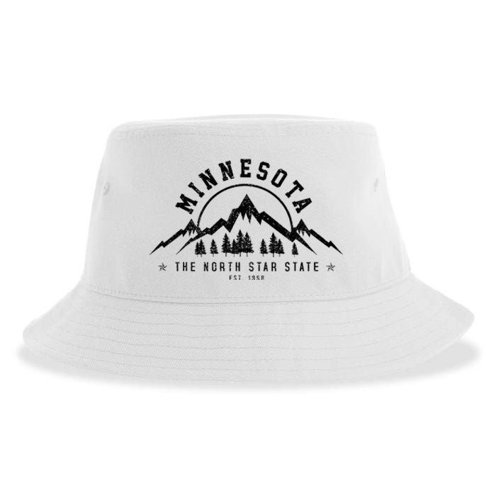 Minnesota North Star State Est. 1858 Vintage Mountains Gift Sustainable Bucket Hat