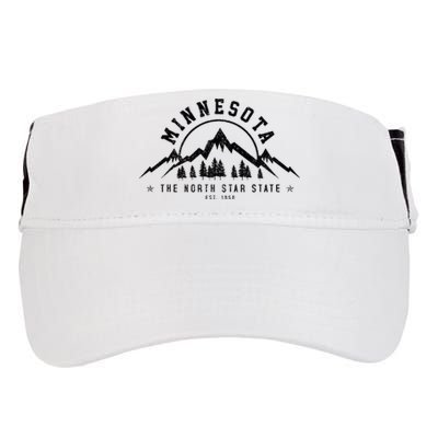 Minnesota North Star State Est. 1858 Vintage Mountains Gift Adult Drive Performance Visor