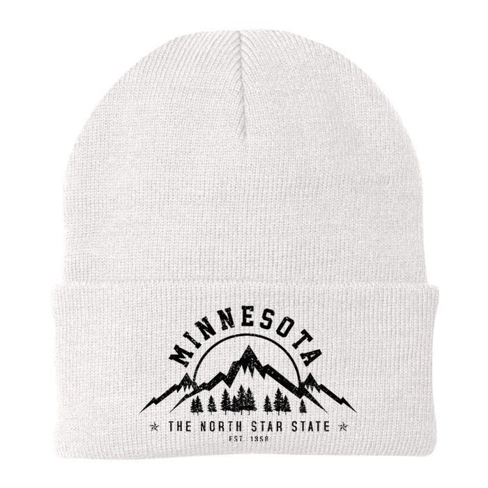 Minnesota North Star State Est. 1858 Vintage Mountains Gift Knit Cap Winter Beanie